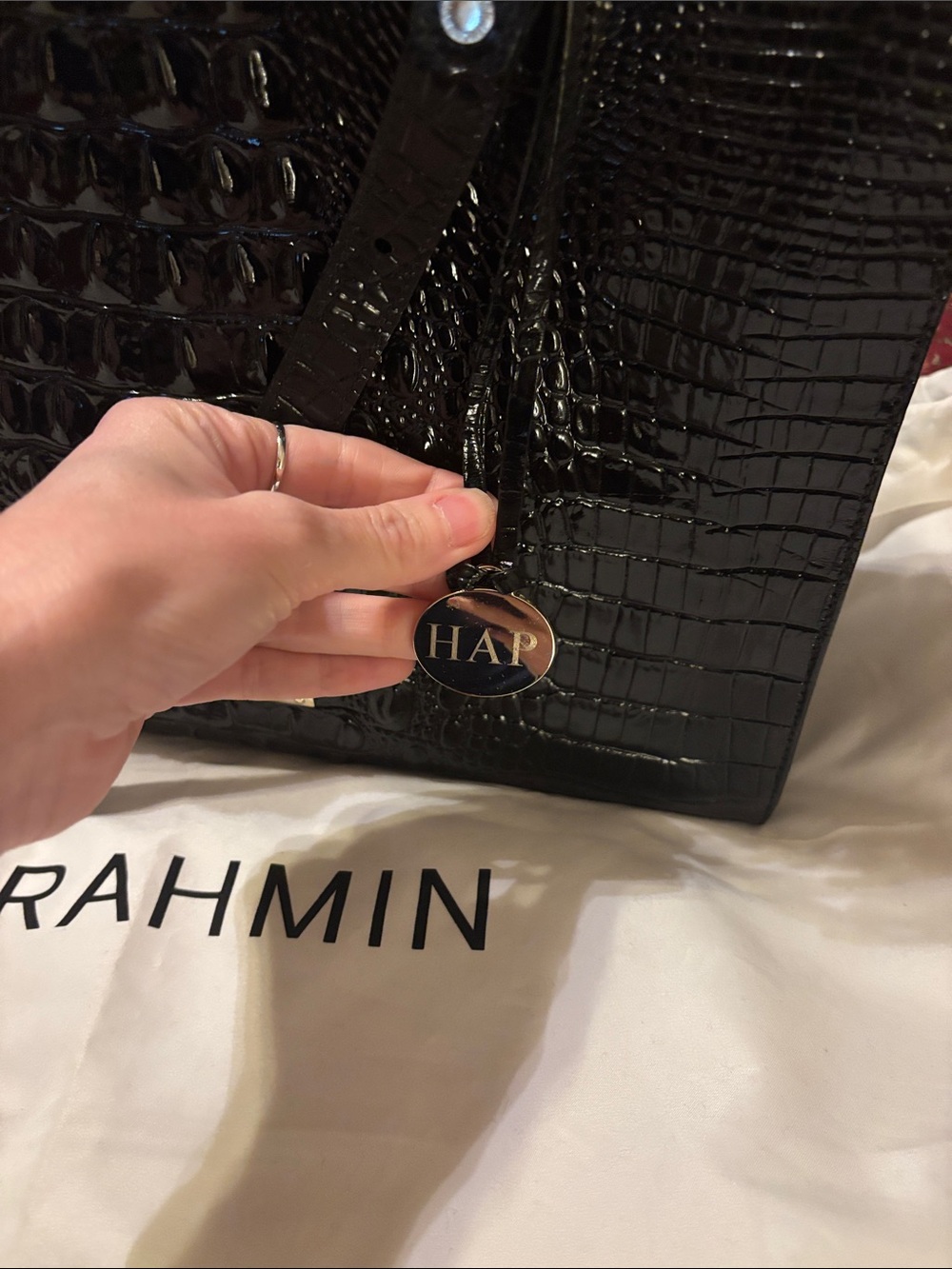 Brahmin Black Croc-Embossed Patent Tote - Picture 2 of 12